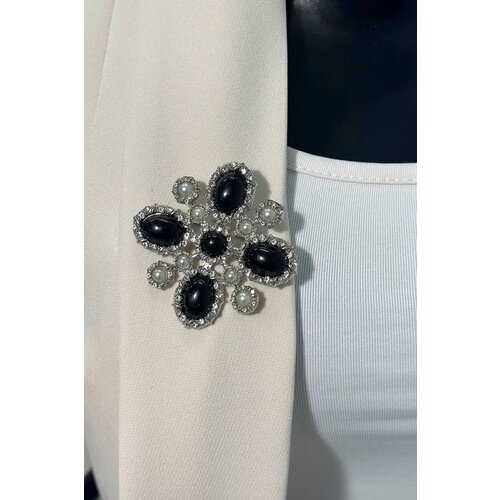 Kesi Floral brooch 2 silver + black Slike