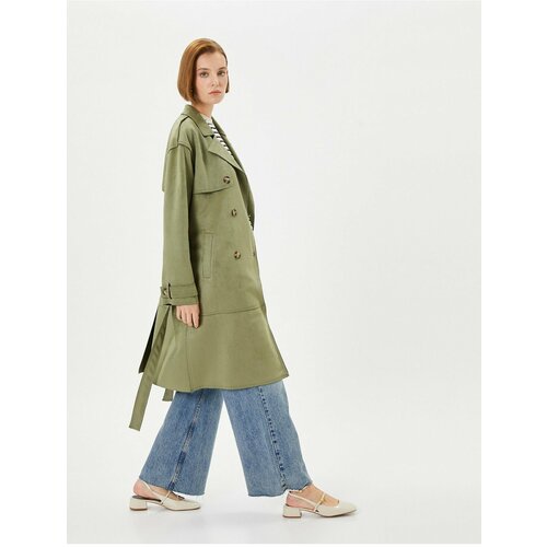 Koton Double Breasted Trench Coat Buttoned Waist Belt, Pockets. Slike