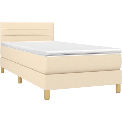  Krevet box spring s madracem LED krem 100x200 cm od tkanine Slike