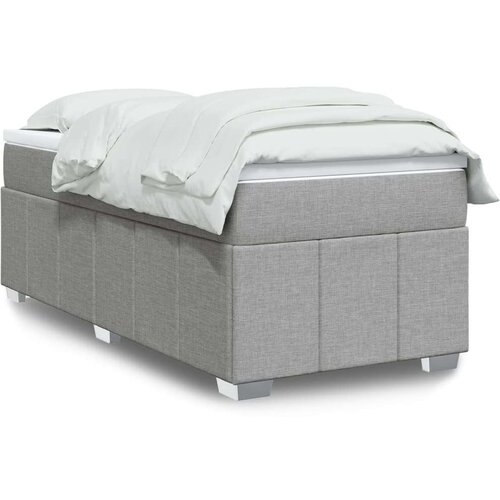 vidaXL Box spring postelja z vzmetnico svetlo siv 100x200 cm blago Cene