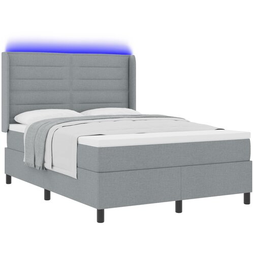 vidaXL Box Spring Krevet s Madracem i LED Svjetlom Svijetlosiva 140x200 cm Tkanina Cijene