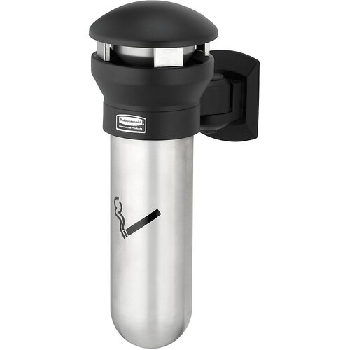 Rubbermaid Sodoben stenski pepelnik iz nerjavnega jekla, 2,3 l, V x Ø 460 x 300 mm, srebrn / črn Cene