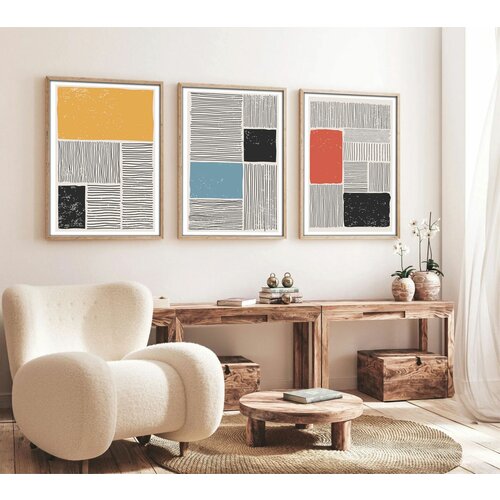 Wallity Huhu132 - 70 x 50 multicolor decorative framed mdf painting (3 pieces) Cene