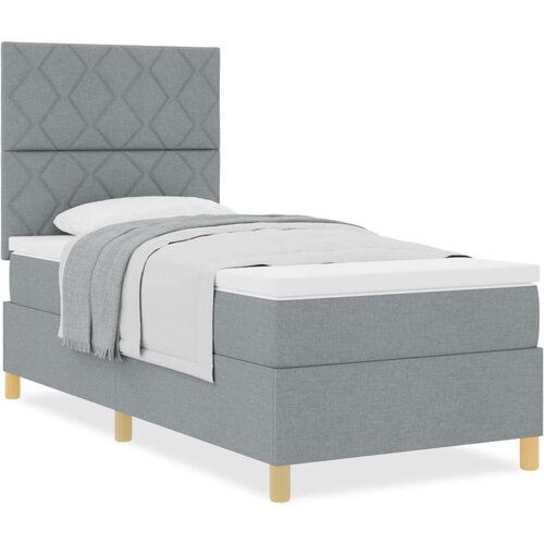 VidaXL krevet s opružnim okvirom i madracem svjetlosivi 100x200 cm tkanina Slike