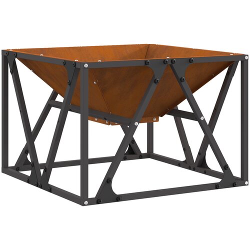 VidaXL Kamenoslojni Ognji&amp;scaron;t četvrtasti 50x50x35 cm od čelika otporan na vremenske uvjete Slike