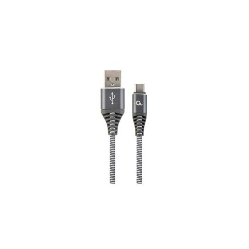  USB 2.0 kabl Premium cotton braided Type-C USB charging and data cable, 2m, spacegrey/white, GEMBIRD CC-USB2B-AMCM-2M-WB2 Cijene