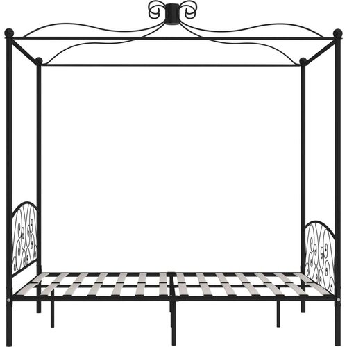 VidaXL okvir za krevet s nadstre&amp;scaron;nicom crni metalni 160 x 200 cm Slike