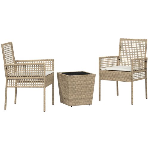 VidaXL 3-dijelni vrtni bistro set s jastučićima bež poliratan Slike