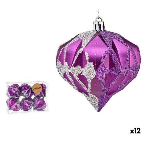  Set božićnih kuglica Dijamant Vijoličasta Srebrna Plastika 8 x 9 x 8 cm (12 kom.) Cijene