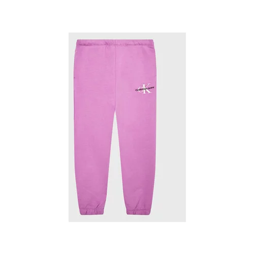 Calvin Klein Jeans Spodnji del trenirke Monogram Off Placed IG0IG01854 Vijolična Relaxed Fit