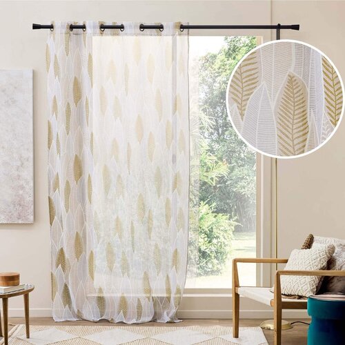 Douceur d int&amp;eacute;rieur Bež prosojna zavesa iz tančice 140x280 cm Kim &amp;ndash; Slike