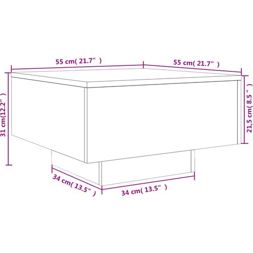  Stolić za kavu siva boja hrasta 55x55x31 cm konstruirano drvo Slike