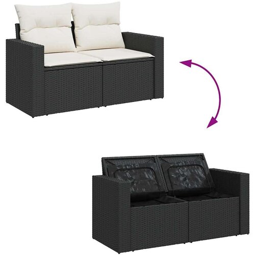 VidaXL 7-dijelni set vrtnih sofa od poliratana s jastucima crni Slike