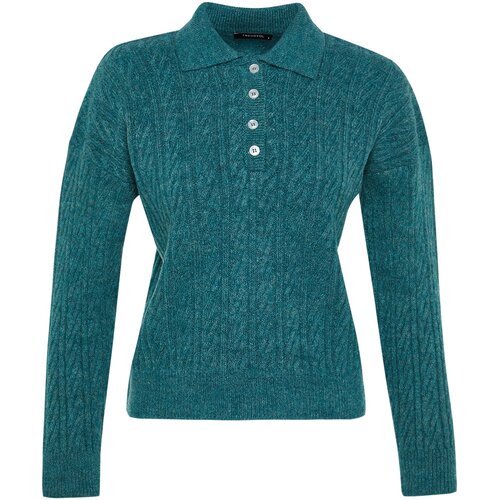 Trendyol Khaki Wide fit Soft Textured Knitwear Sweater Cene