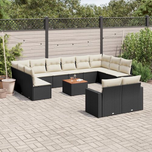  13-dijelni set vrtnih sofa s jastucima poliratan crni Cene