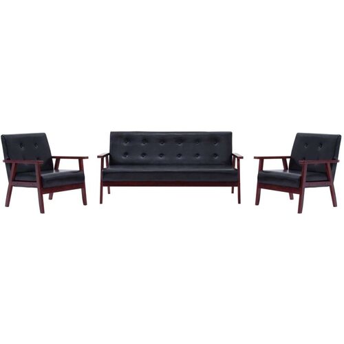  3-dijelni set sofa od umjetne kože crni Cijene