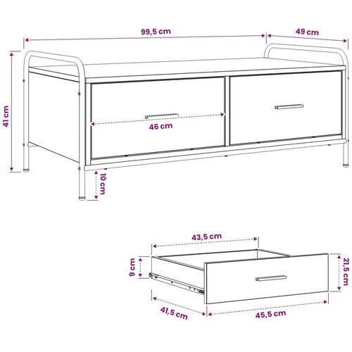  Stolić za kavu Hrast sonoma 99 5 x 49 x 41 cm Konstruirano drvo - Hrast sonoma Slike
