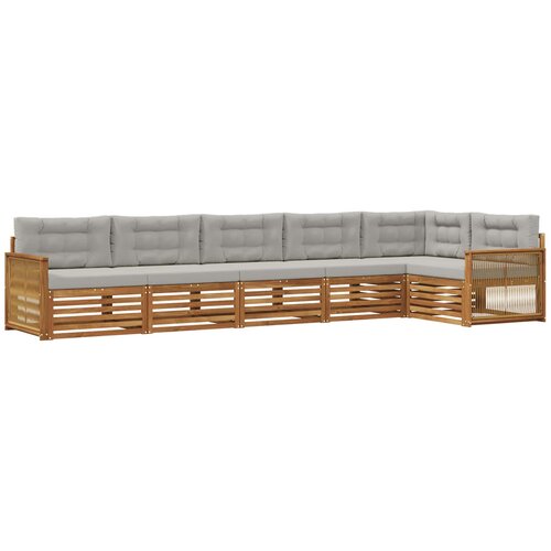 vidaXL Zunanja garnitura za sedenje 6 pcs Naravna in svetlo siva, (5000280988) Cene