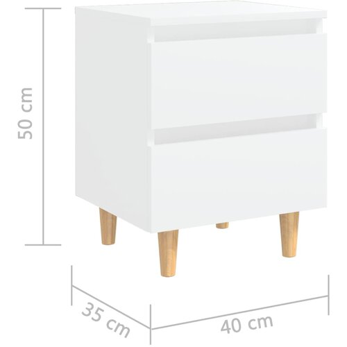  Noćni ormarići s nogama od borovine 2 kom bijeli 40x35x50 cm Slike