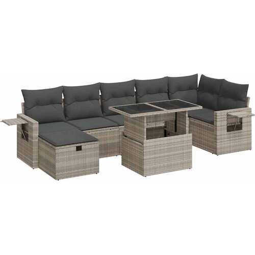 Maison Chic Seti vrtnega pohištva - Vrtna garnitura - Vrtni pohištvo set 8-delna z blazinami sv. siv poli ratan, (21804555) Cene