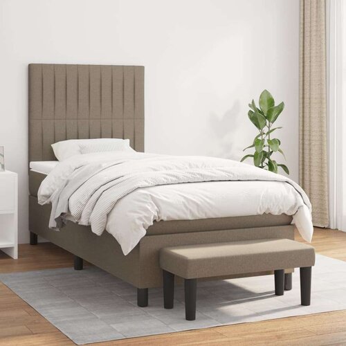  Box spring postelja z vzmetnico taupe 90x200 cm blago, (20895168) Slike