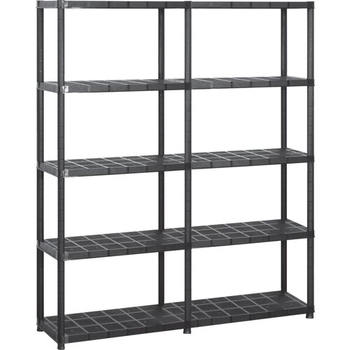 vidaXL regal s policami 5-nadstropni črn 142x38x170 cm plastika Cene