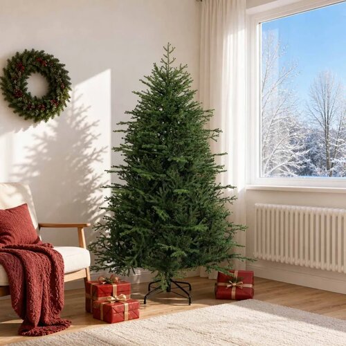  Umjetno božićno drvce s nogom 180 cm PVC i metal Zelena - 180 cm bez LED svjetala Cijene