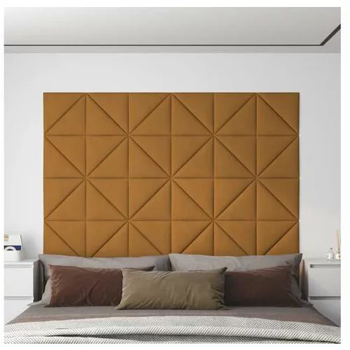  Stenski paneli 12 kosov rjavi 30x30 cm žamet 1,08 m²