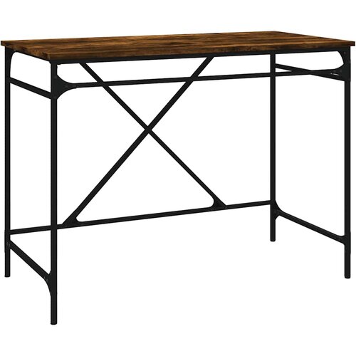  Radni stol boja dimljenog hrasta 100x50x75 cm drvo i željezo Slike