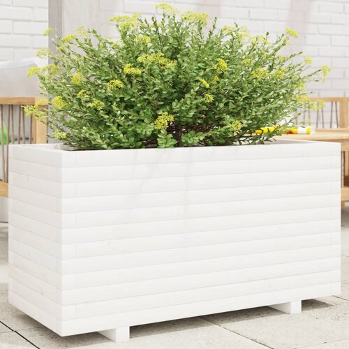 vidaXL Vrtno cvetlično korito belo 90x40x49,5 cm trdna borovina Cene