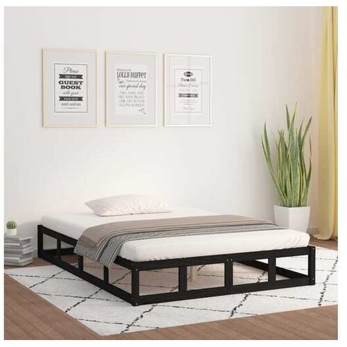  Za krevet crni 120 x 200 cm od masivnog drva Cijene