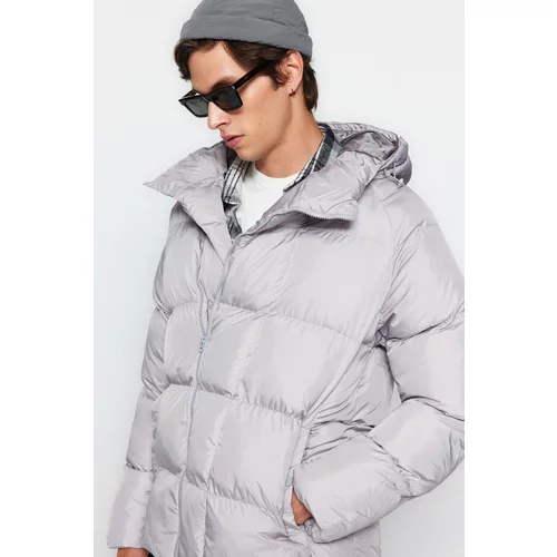 Trendyol Light Gray Men's Oversize Windproof Winter Jacket