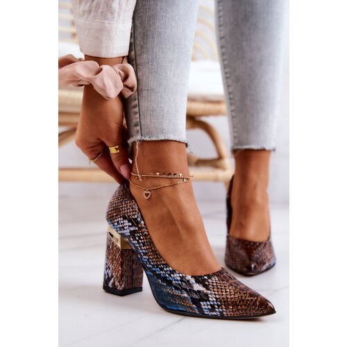 Kesi Leather pumps Lewski Snake 3117 brown-blue Slike