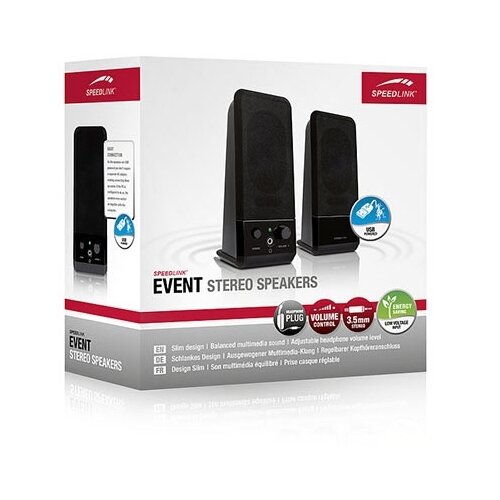  Zvučnici 2.0 SPEEDLINK EVENT Stereo, black, SL-8004-BK Slike