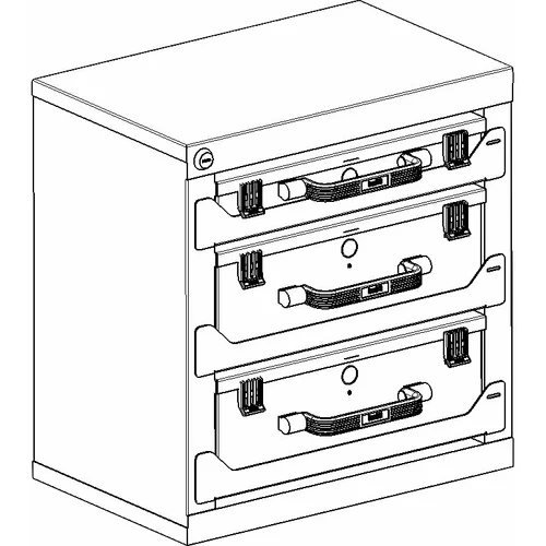 eurokraft pro Držalo za kovčke za sortiment, iz jeklene pločevine, VxŠxG 434 x 416 x 256 mm, za kovčke višine 50 in 118 mm