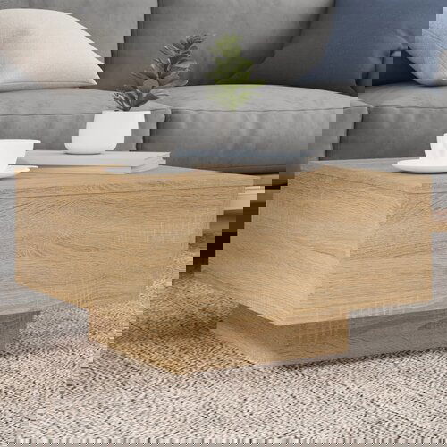  The Living Store Klubska mizica z LED lučmi sonoma hrast 55x55x31 cm - Klubska Mizica, (21442383) Slike
