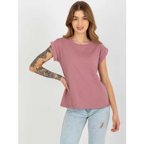 Fashion Hunters Women's basic T-shirt with round neckline - pink