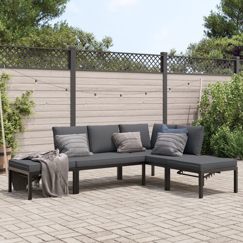  4-dijelni set vrtnih sofa s jastucima crni aluminijski Cene
