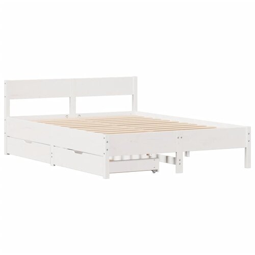 vidaXL Posteljni okvir z vzglavjem bel 135x190 cm trdna borovina, (21322591) Cene