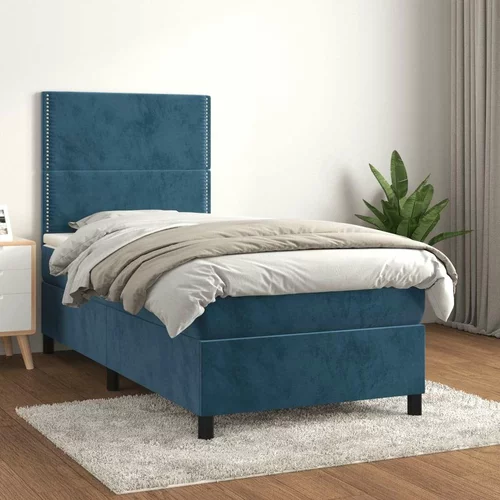 Box spring postelja z vzmetnico temno modra 80x200 cm žamet, (20930516)
