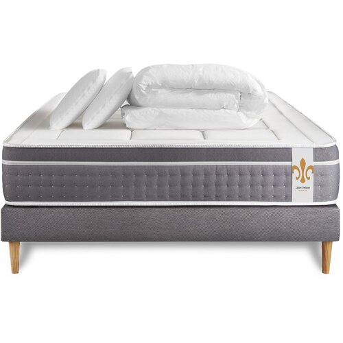 Litier Deluxe Kompletni paket za posteljo - Vzmetnica 160x200 cm + Vzmetni boksi z letvami (komplet) + 2 vzglavnika + Prevleka - Trente, (21613214) Cene