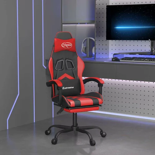  Gaming stol z oporo za noge črno in rdeče umetno usnje, (20699112)