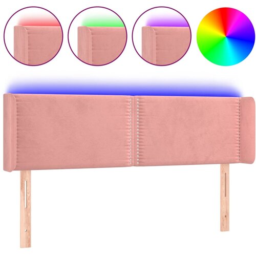 vidaXL LED posteljno vzglavje roza 147x16x78/88 cm žamet, (20954005) Cene