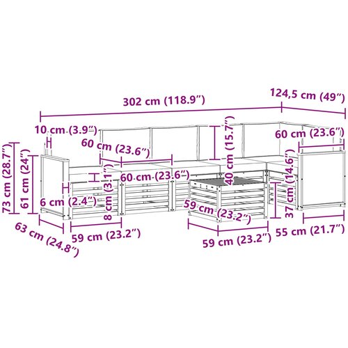  Set vanjskih sofa 6 kom. Prirodna i antracit Bijela Slike