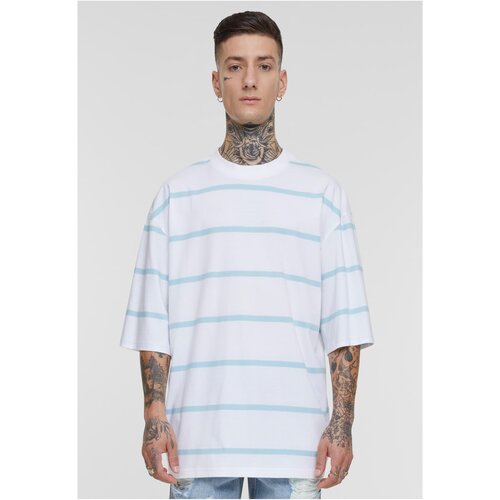 Urban Classics Men&amp;#039;s striped T-shirt with oversized sleeves white/ocean blue Slike