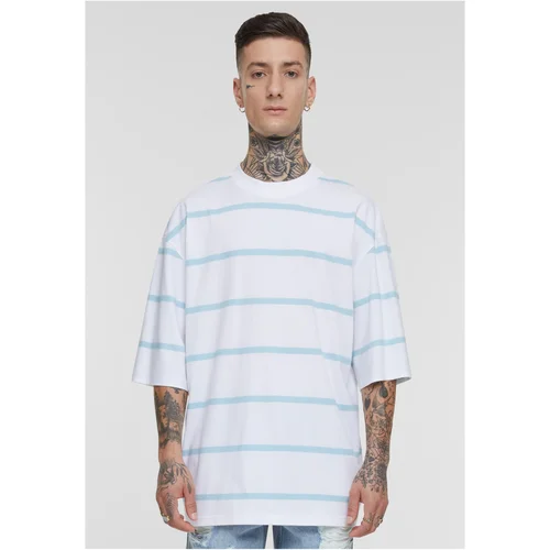 Urban Classics Men's striped T-shirt with oversized sleeves white/ocean blue