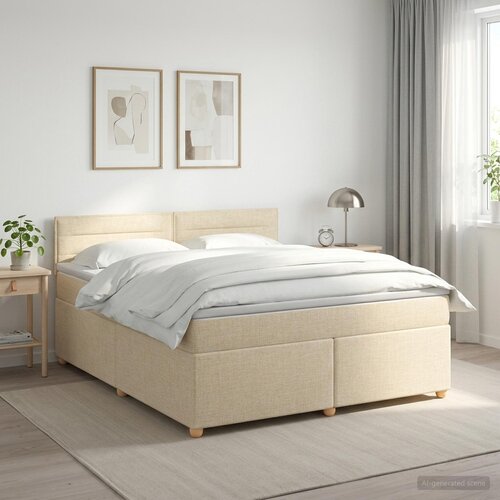  Boxspring krevet s madracem Krem 160 x 200 cm Tkanina Cijene