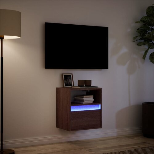  Zidni TV ormarić s LED svjetlima boja hrasta 41x31x45 cm Slike