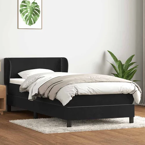 vidaXL Box spring postelja z vzmetnico črna 80x210 cm žamet