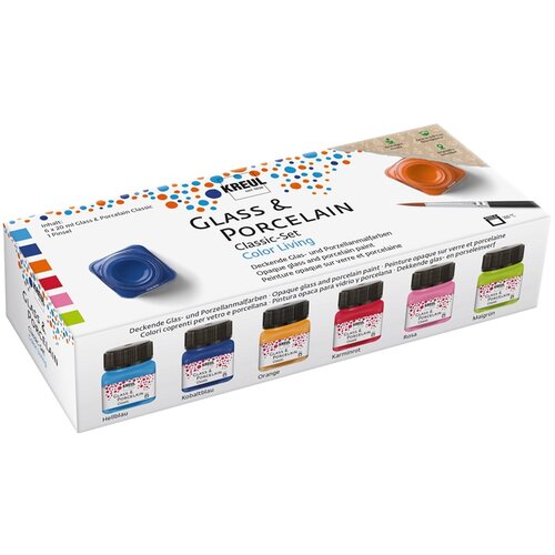 Komplet barv za steklo in porcelan KREUL 6 x 20 ml + čopič (barve za) Slike